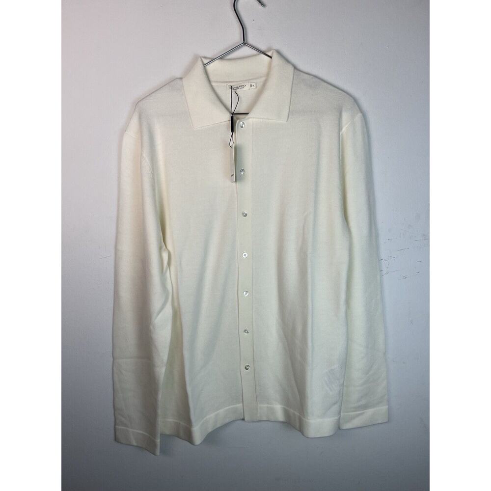 Suitsupply Merino Long Sleeve Polo Cardigan Off-White Size XL NWT